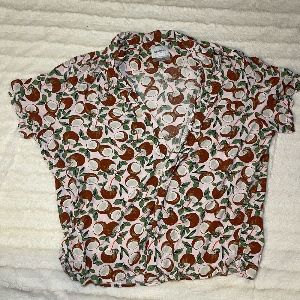 Goodfellow button up size XXL short sleeve mens light pink Coconut EUC